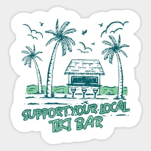 Support Your Local Tiki Bar Vintage Palm Tree on the Beach Vibe Sticker